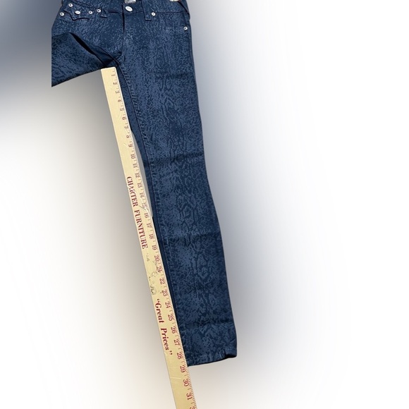 True Religion Serena navy/ blue marbling leggings / silver logo patch size 25 - Picture 4 of 11
